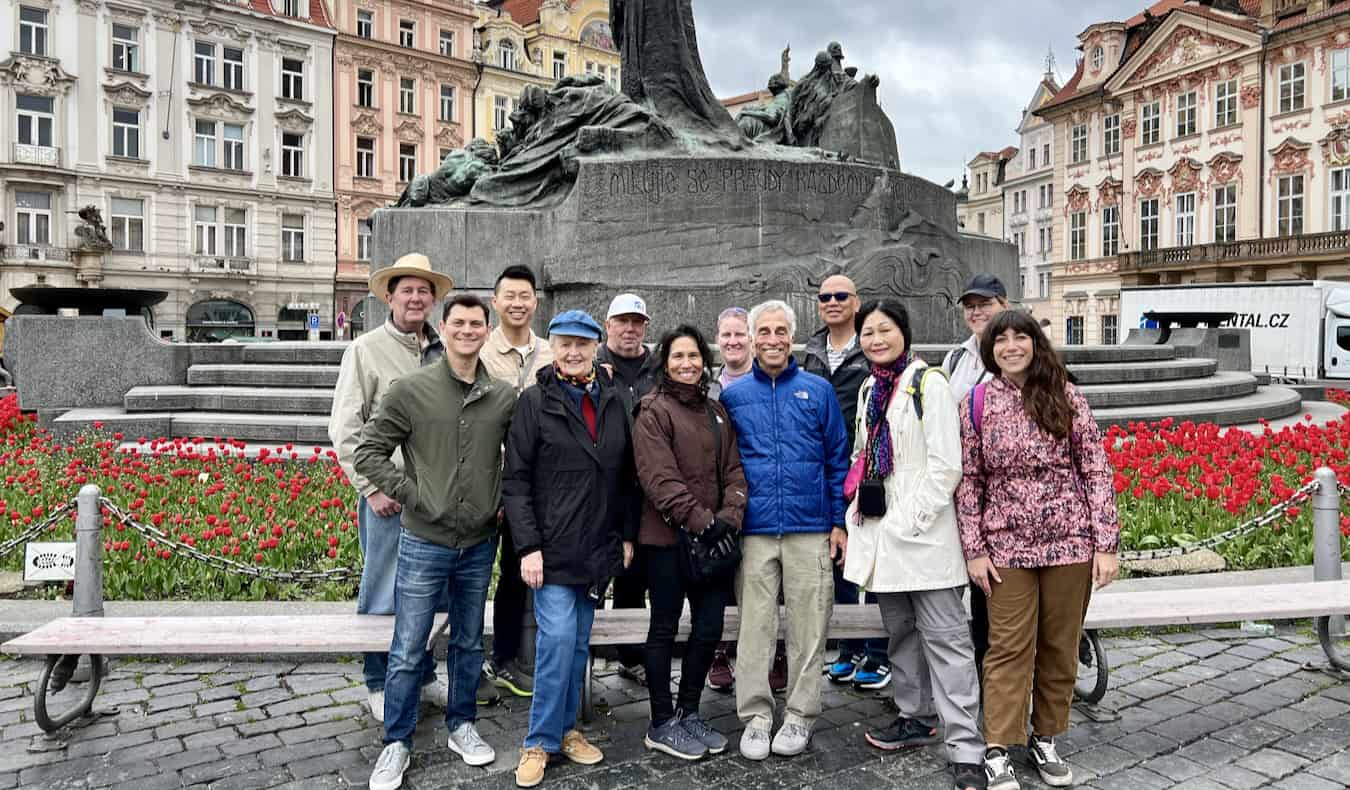 Nomadic Matt with a tour group in Europe